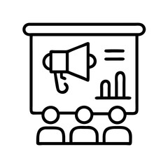 Poster - Presentation marketing strategy meeting with megaphone and graph for business growth plan on transparent background