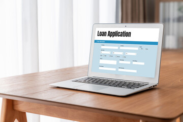 Fototapete - Online loan application form for modish digital information collection on the internet network