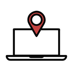 Poster - Laptop With GPS Pin Symbol for Digital Navigation Feature