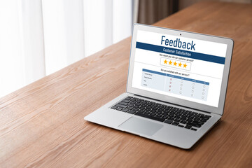 Fototapete - Customer feedback and review analysis by modish computer software for corporate business