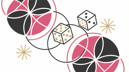 Poster - Abstract gambling art with dice and geometric shapes for casino games and luck themed designs and illustrations