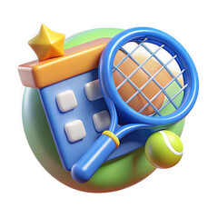 Leinwandbilder - Tennis racket and ball cartoon icon on transparent background