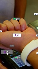 Poster - Animation of notification bars over diverse man making contactless payment using smartwatch