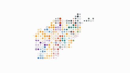 Poster - Afghanistan dotted animation. Shape of the country build of pulsating colored dots. Large size circle blocks. Digital style map on white background. Amazing video.
