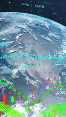 Poster - Animation of multiple graphs with changing numbers over globe against space in background