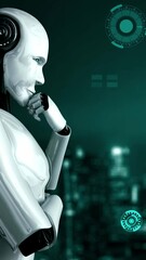 Poster - futuristic robot artificial intelligence huminoid ai for industrial factory technology development a