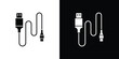 © nancy - Phone cable icon silhouette vector in black colors. flat symbol logo design style
