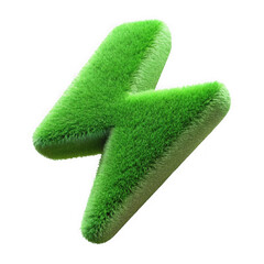 Poster - Green furry lightning bolt symbol on transparent background