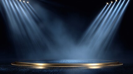 Poster - Illuminated stage with dynamic lighting, creating a captivating focal point. Perfect for product displays, performances, and awards ceremonies.