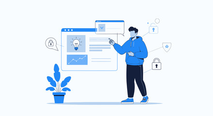 Fototapete - Conceptual Illustration Of Business Idea Strategy Showing Data Protection And Security