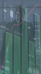 Poster - Animation of data processing over caucasian businessman walking