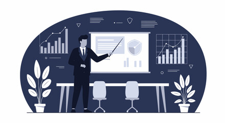 Poster - Elegant Business Presentation With Chart Data Showing Strategy And Financial Growth