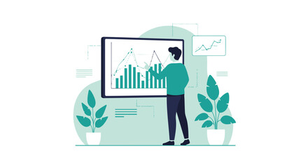 Poster - Executive Explaining Business Performance Charts Data Analytics Presentation