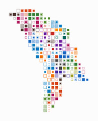 Poster - Moldova, shape of the country build of colored cells. Digital style map of the Moldova on white background. Large size square blocks. Classy vector illustration.