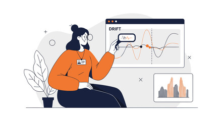 Poster - Woman Analyzes Data With Magnifier For Strategy And Growth Business