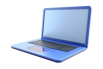 Leinwandbilder - Modern blue laptop computer with a blank screen and keyboard isolated on transparent background isolated on white background