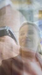 Poster - Animation of data processing over man using smartphone