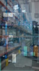 Poster - Digital video animates financial data and global shipping connections.