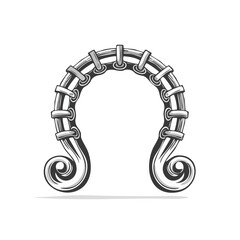 Leinwandbilder - Abstract Silver Metal Ornament with Swirls on Black Background Design Element