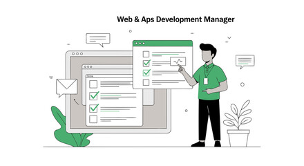 Aufkleber - app development management with web design checklists and task progression