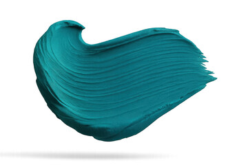 Poster - Vibrant teal paint stroke isolated on transparent background, artistic texture