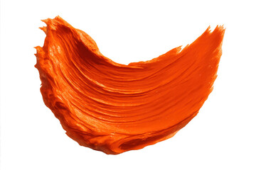 Poster - Vibrant orange paint stroke isolated on transparent background, textured