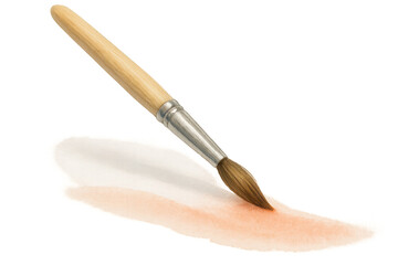 Poster - Watercolor paintbrush making a delicate peach stroke isolated on transparent background