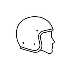 Aufkleber - Helmet and Head Profile: A minimalist line drawing depicts a classic helmet alongside a human profile, embodying concepts of safety and protection.