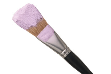 Poster - Bristle paint brush with light purple paint, isolated on transparent background.
