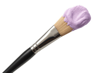 Poster - Artistic paintbrush with vibrant purple paint isolated on transparent background.