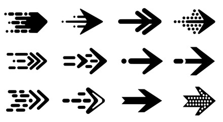 Poster - Arrows set in motion: A diverse collection of arrows, illustrating movement, direction, and progress. Each arrow design symbolizes forward motion, trajectory, and the concept of pointing the way.
