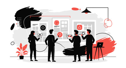 Poster - Innovative Team Collaborating On Interface Design For Digital Product Development