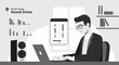 © SAPRI - Man Managing Smart Home Sound Zones Using App and Laptop Illustration