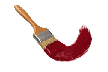 Poster - Paintbrush making a bold red stroke, isolated on a transparent background