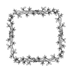 Poster - Elegant Botanical Frame: An intricate, hand-drawn botanical frame, perfect for adding a touch of natural elegance to any design, with intertwined vines and delicate leaves.