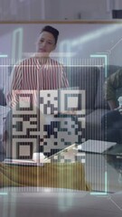 Poster - Animation of data processing over diverse business people in office