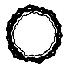 Aufkleber - Abstract Circular Emblem: An artistic illustration of a black abstract circular emblem on a crisp background, The unique, dynamic forms create an engaging and eye-catching design.