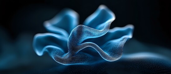 Aufkleber - Glowing blue translucent waves form abstract flowing shapes against dark background, creating ethereal movement and dynamic energy visualization for modern design projects.