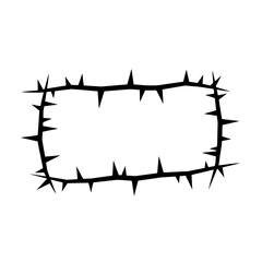 Aufkleber - Thorn Frame Design: A stark, black-and-white illustration of a rectangular frame crafted from thorny branches, creating a dramatic and edgy design element. 