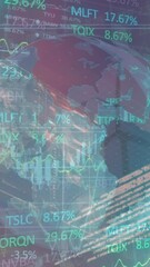 Poster - Animation of financial and stock market data processing over globe against spinning windmill
