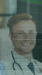 Poster - Animation of financial data processing over male doctors