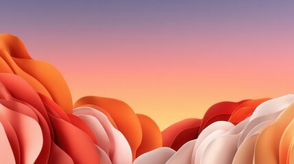 Poster - Abstract gradient background with flowing red and orange layered curves at sunset