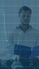 Poster - Animation of statistics and financial data processing over business people