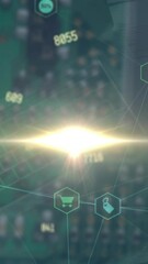 Poster - Animation of data processing and icons over computing board