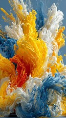 Poster - Explosive Artistry: An eye-catching display of vibrant hues colliding and merging to produce abstract beauty and artistic creativity.