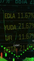 Poster - Animation of financial and stock market data processing over globe against black background