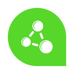 Poster - Green Molecule Icon in Speech Bubble for Science, Chemistry, and Technology Concepts, Representing Structure, Connection, and Scientific Communication
