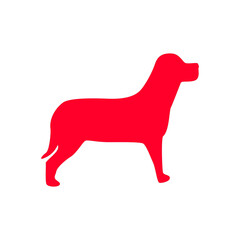 Poster - Red Dog Silhouette Standing Profile, Representing Loyalty, Companionship, and Pet Ownership, Ideal for Veterinary, Animal Care, and Pet Product Designs