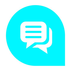 Poster - Cyan Speech Bubble Icon with Text Lines Inside a Rounded Shape on a Transparent Backdrop, Perfect for Communication and Dialogue in Digital Interfaces