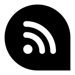 Poster - Black RSS Feed Icon on Transparent Backdrop, Representing Subscription, Updates, and Content Syndication for Websites, Blogs, and Digital Platforms